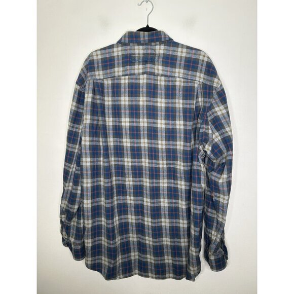 Duluth Trading Cobalt Blue & White Plaid Button Up Flannel Shirt Mens Size XL - Picture 5 of 9